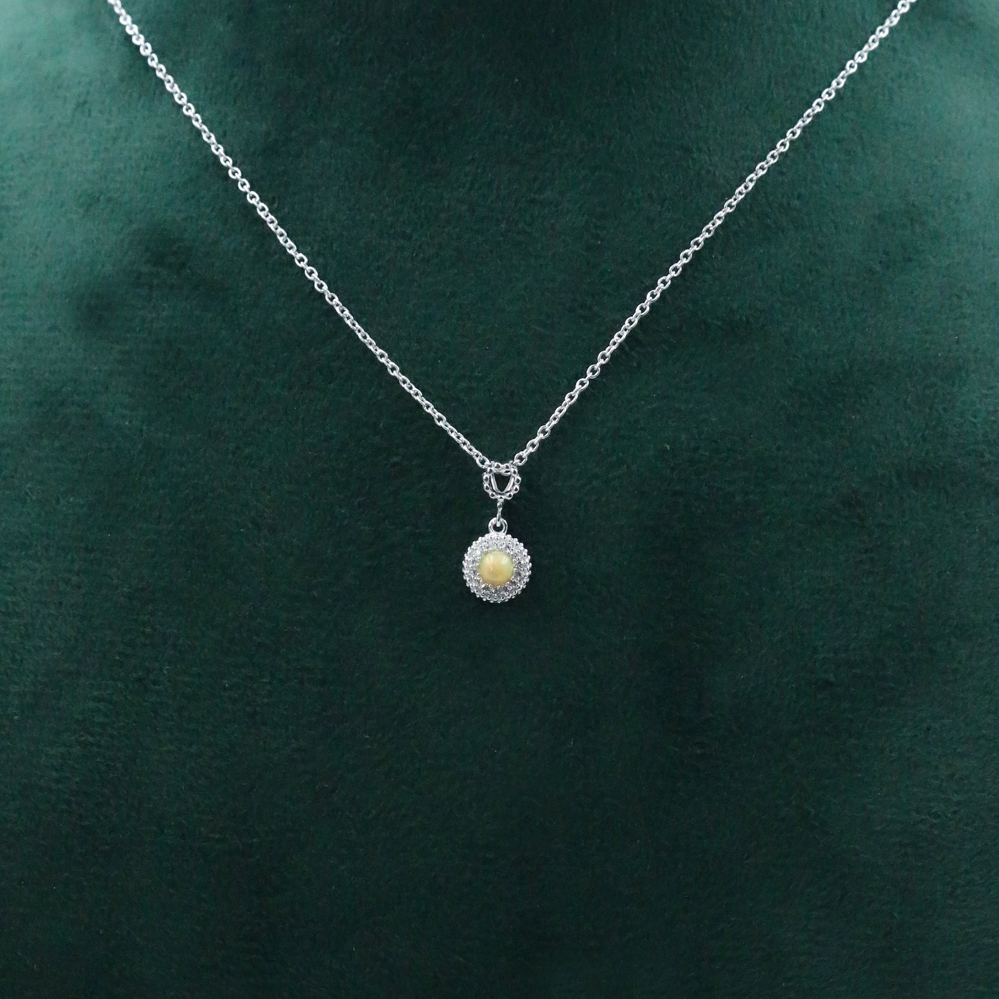 Diamond Opal Halo Gold Pendant for Women – Elegant Designer Necklace Pendant - Anirudh Jewels