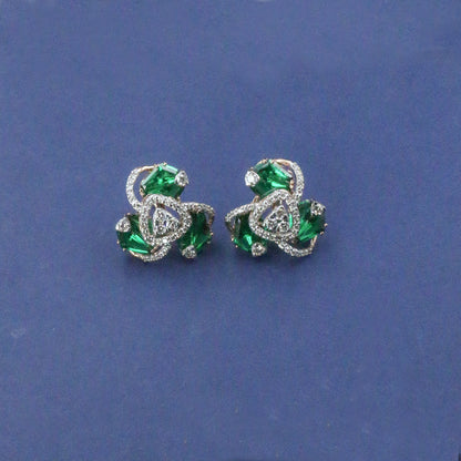 Diamond & Emerald Verdant Swirl Earrings