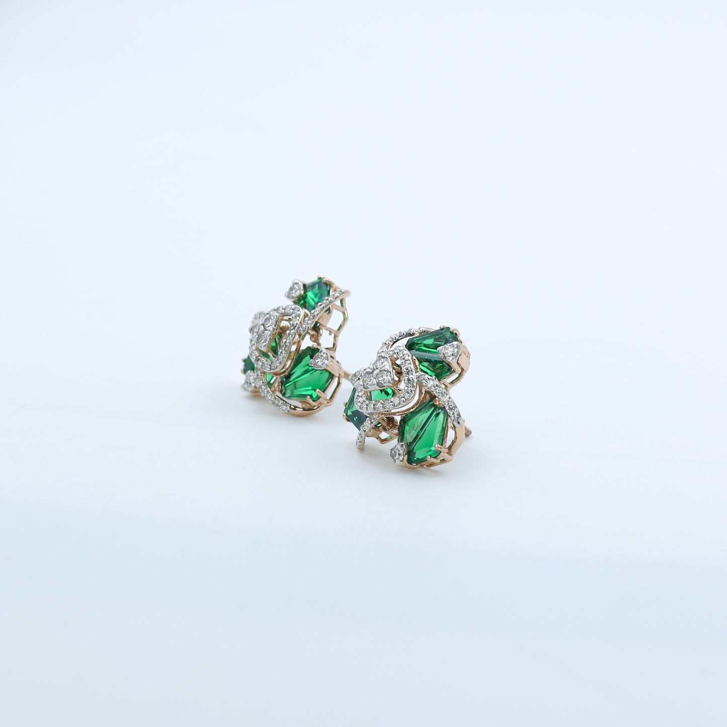 Diamond & Emerald Verdant Swirl Earrings