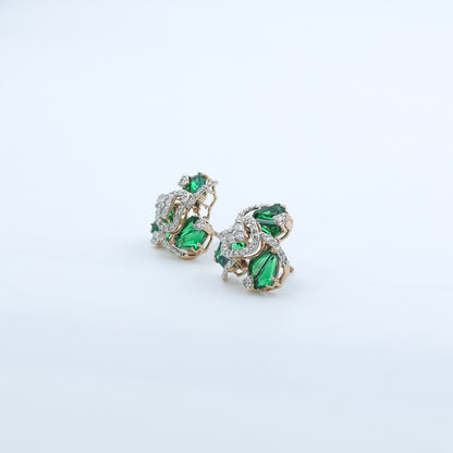 Diamond & Emerald Verdant Swirl Earrings