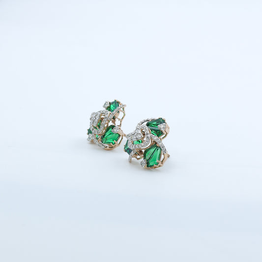 Diamond & Emerald Verdant Swirl Earrings