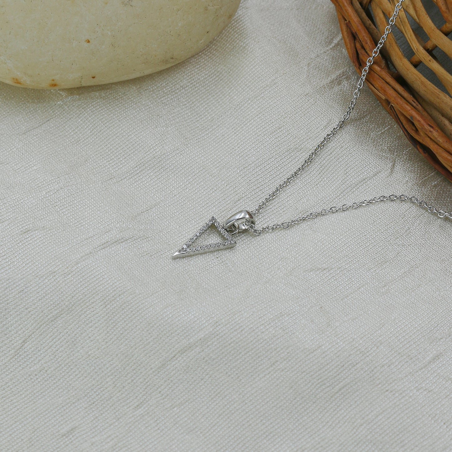 Diamond Triangle Gold Pendant – Natural Diamond Geometric Necklace - Anirudh Jewels