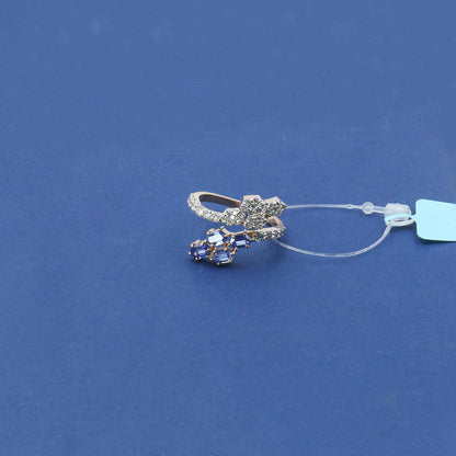 Diamond & Blue Colorstone Hexagonal Bypass Ring