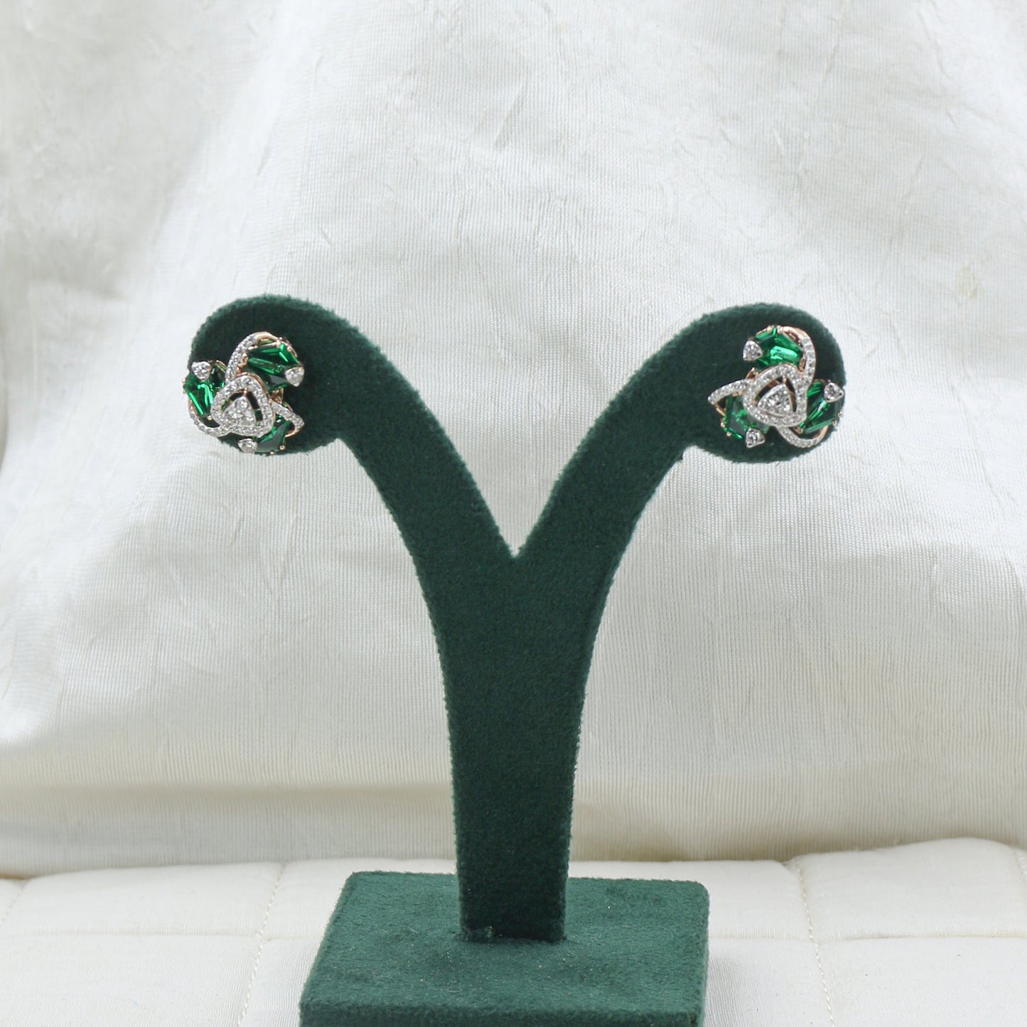 Diamond & Emerald Verdant Swirl Earrings