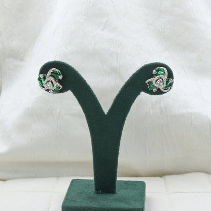 Diamond & Emerald Verdant Swirl Earrings