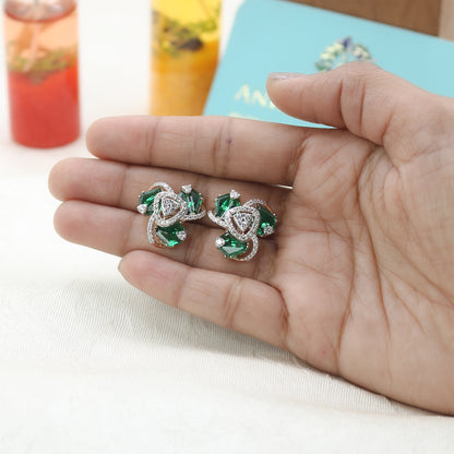 Diamond & Emerald Verdant Swirl Earrings