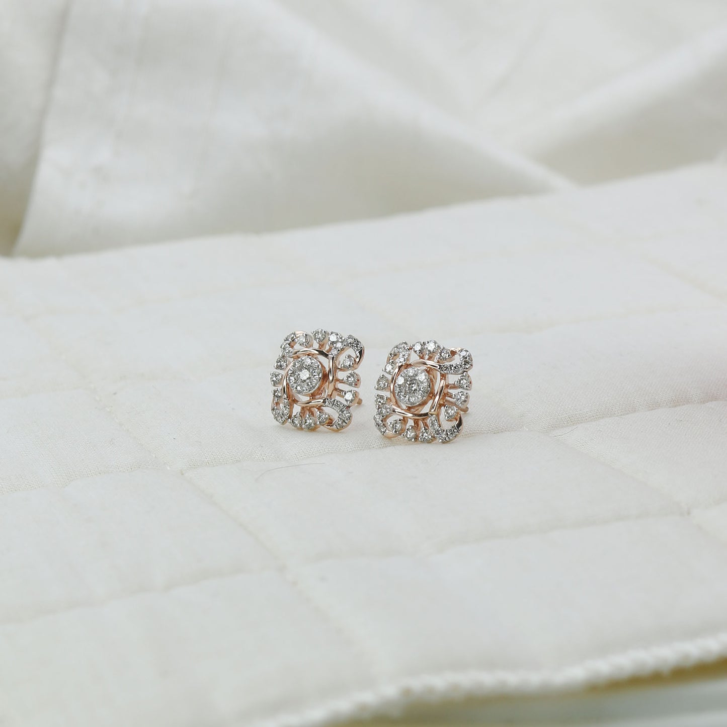 Diamond Filigree Halo Stud Earrings