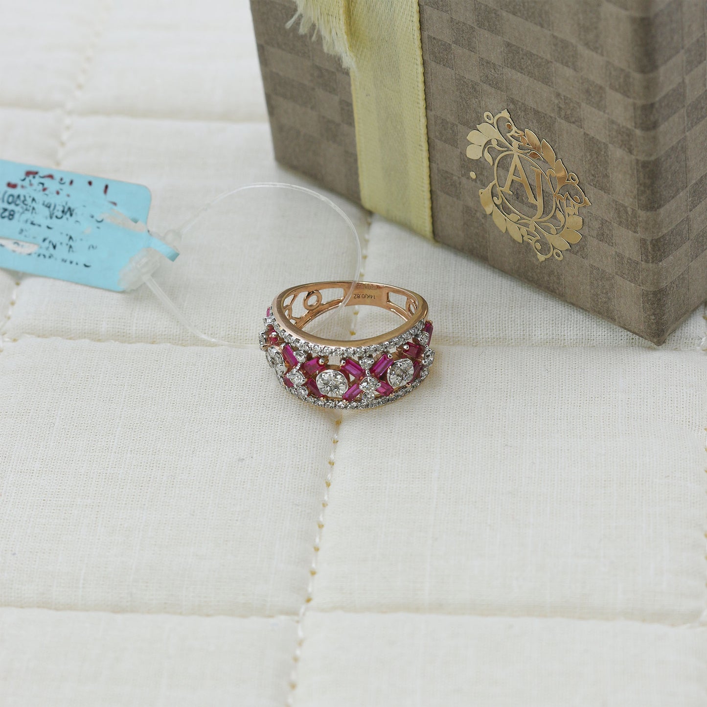 Diamond & Ruby Architectural Wide Band Ring