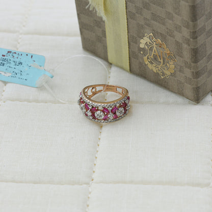 Diamond & Ruby Architectural Wide Band Ring