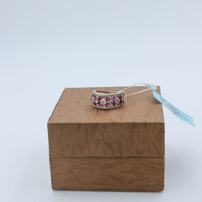 Diamond & Ruby Architectural Wide Band Ring