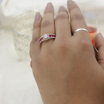 Diamond & Crimson Royal Halo Ring