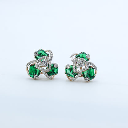 Diamond & Emerald Verdant Swirl Earrings