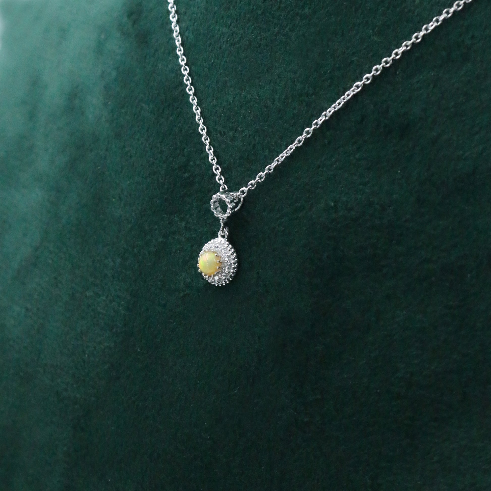 Diamond Opal Halo Gold Pendant for Women – Elegant Designer Necklace Pendant - Anirudh Jewels