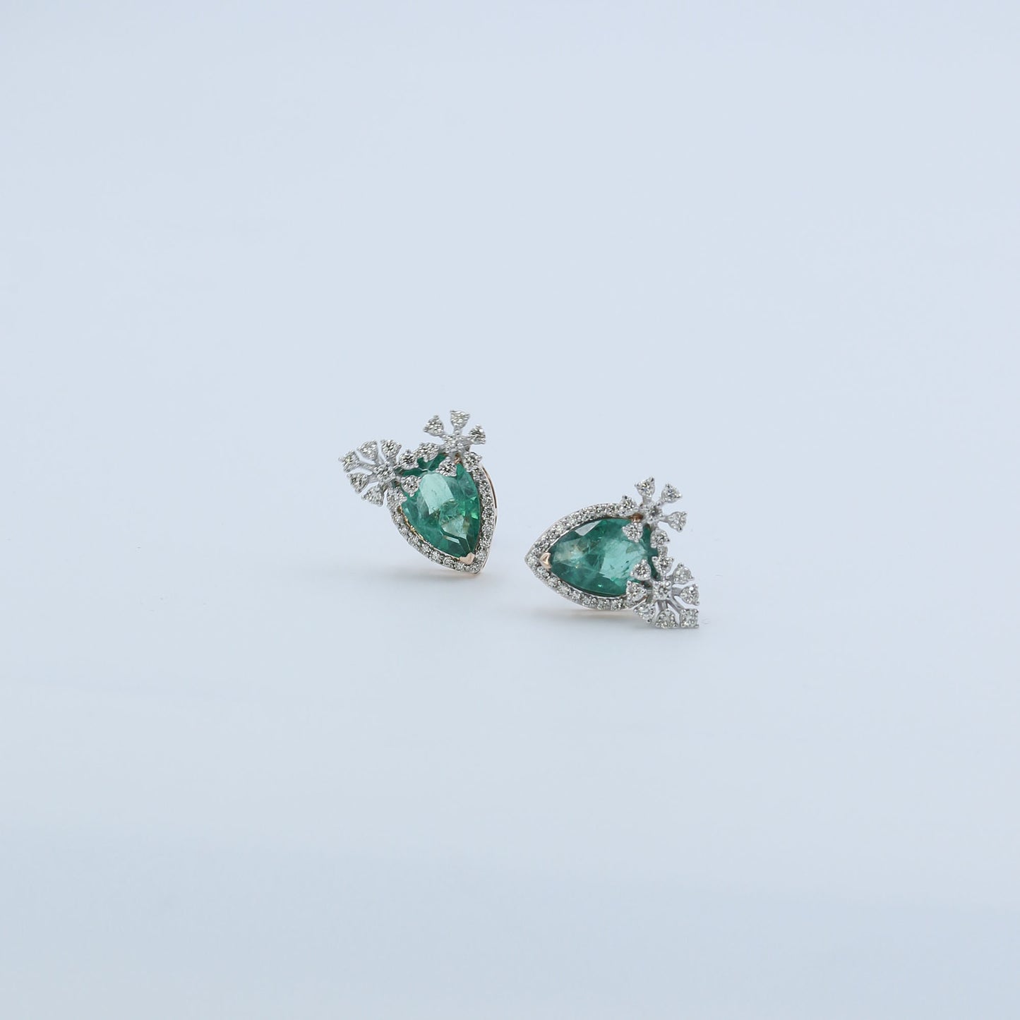 Diamond & Emerald Marquise Halo Earrings