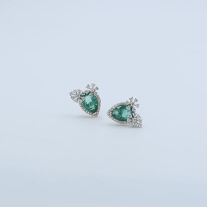 Diamond & Emerald Marquise Halo Earrings
