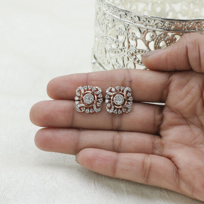 Diamond Filigree Halo Stud Earrings