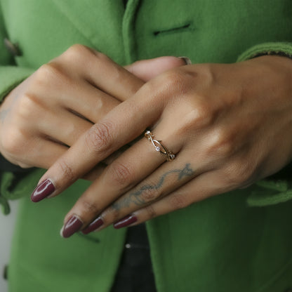 Yellow Gold Chevron Diamond Stackable Ring