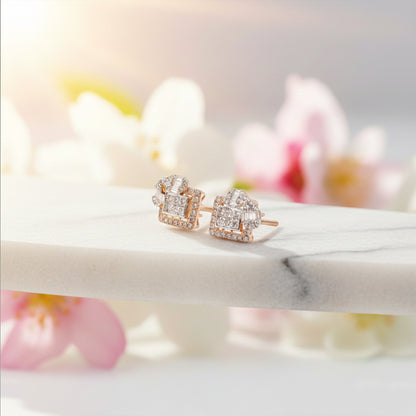 Diamond & Mixed-Cut Architectural Stud Earrings