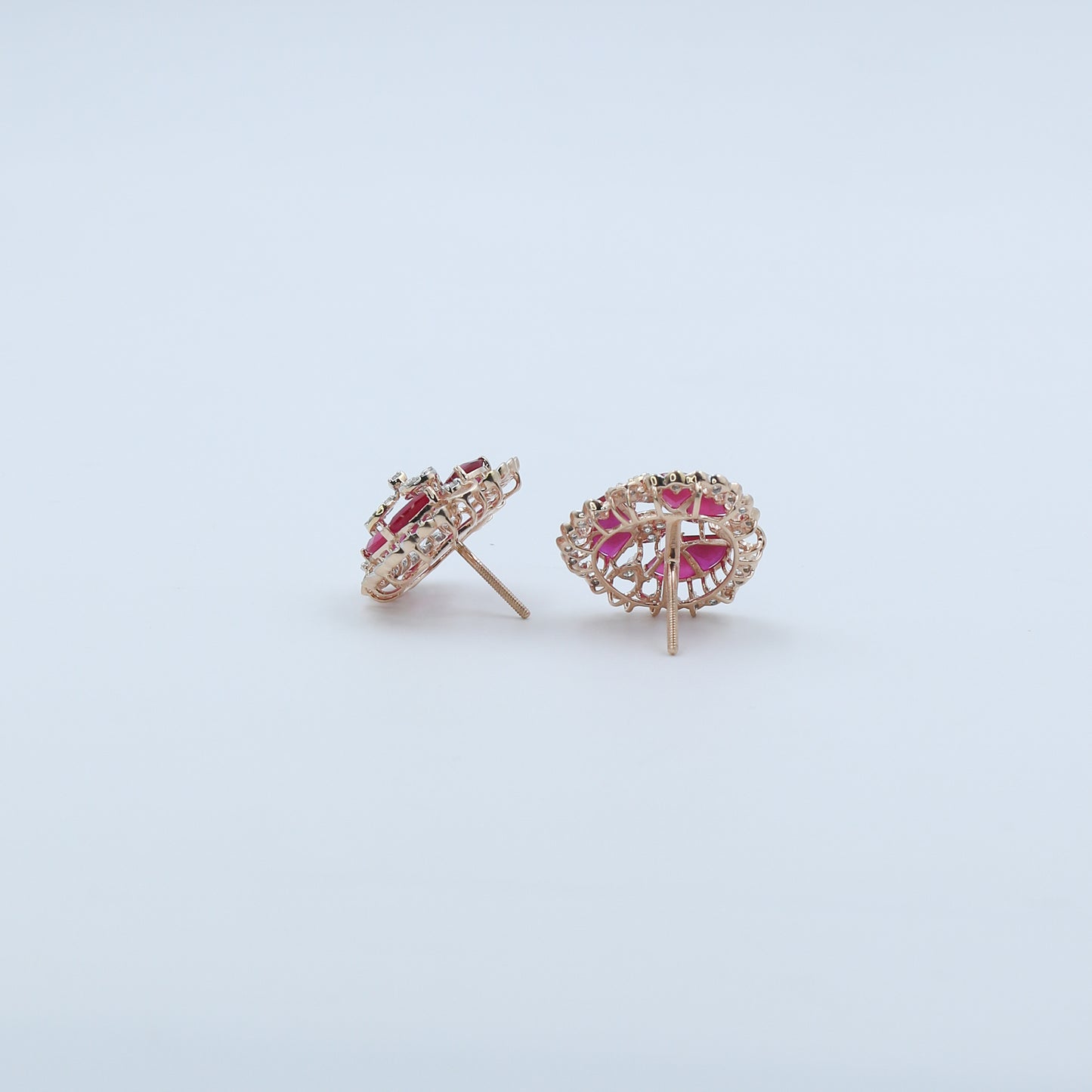 Diamond & Crimson Mosaic Stud Earrings