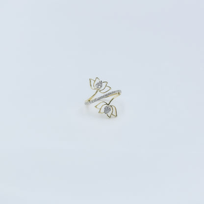 Yellow Gold Multi-Hoop Pave Diamond Ring