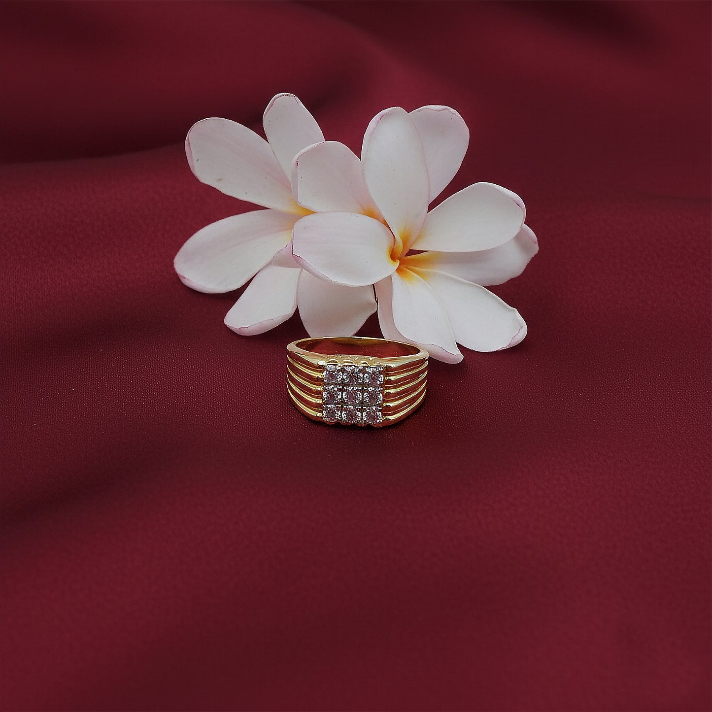 Yellow Gold Multi-Row Diamond Band Ring