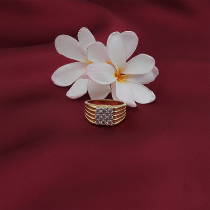 Yellow Gold Multi-Row Diamond Band Ring