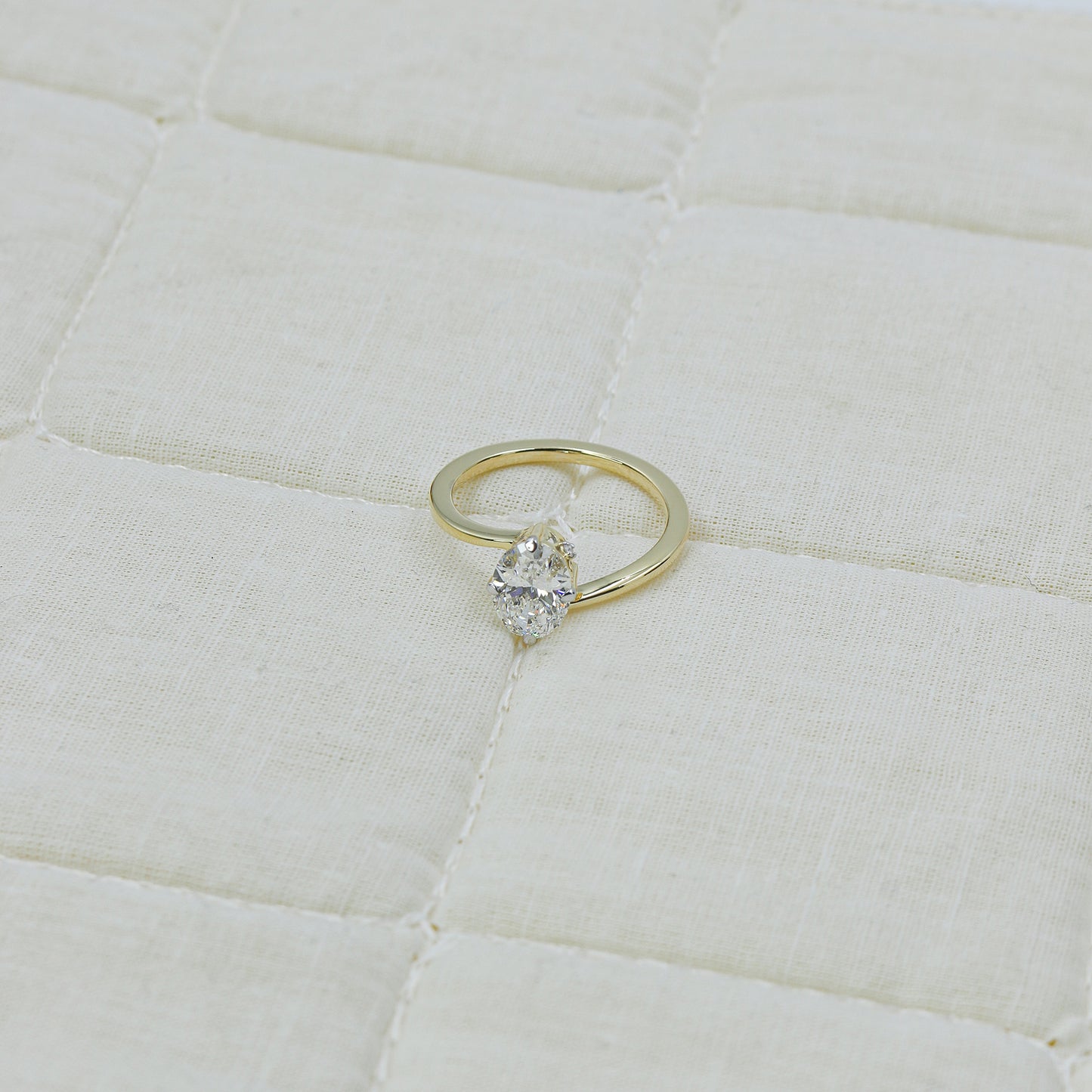 Yellow Gold Marquise Diamond Bypass Solitaire Ring