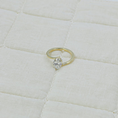 Yellow Gold Marquise Diamond Bypass Solitaire Ring