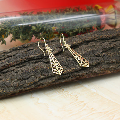 14K Gold Filigree Jali Drop Earrings
