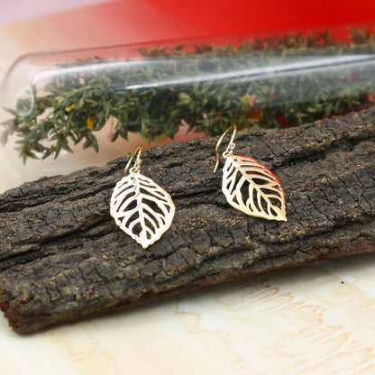 14K Gold Filigree Plume Drop Earrings