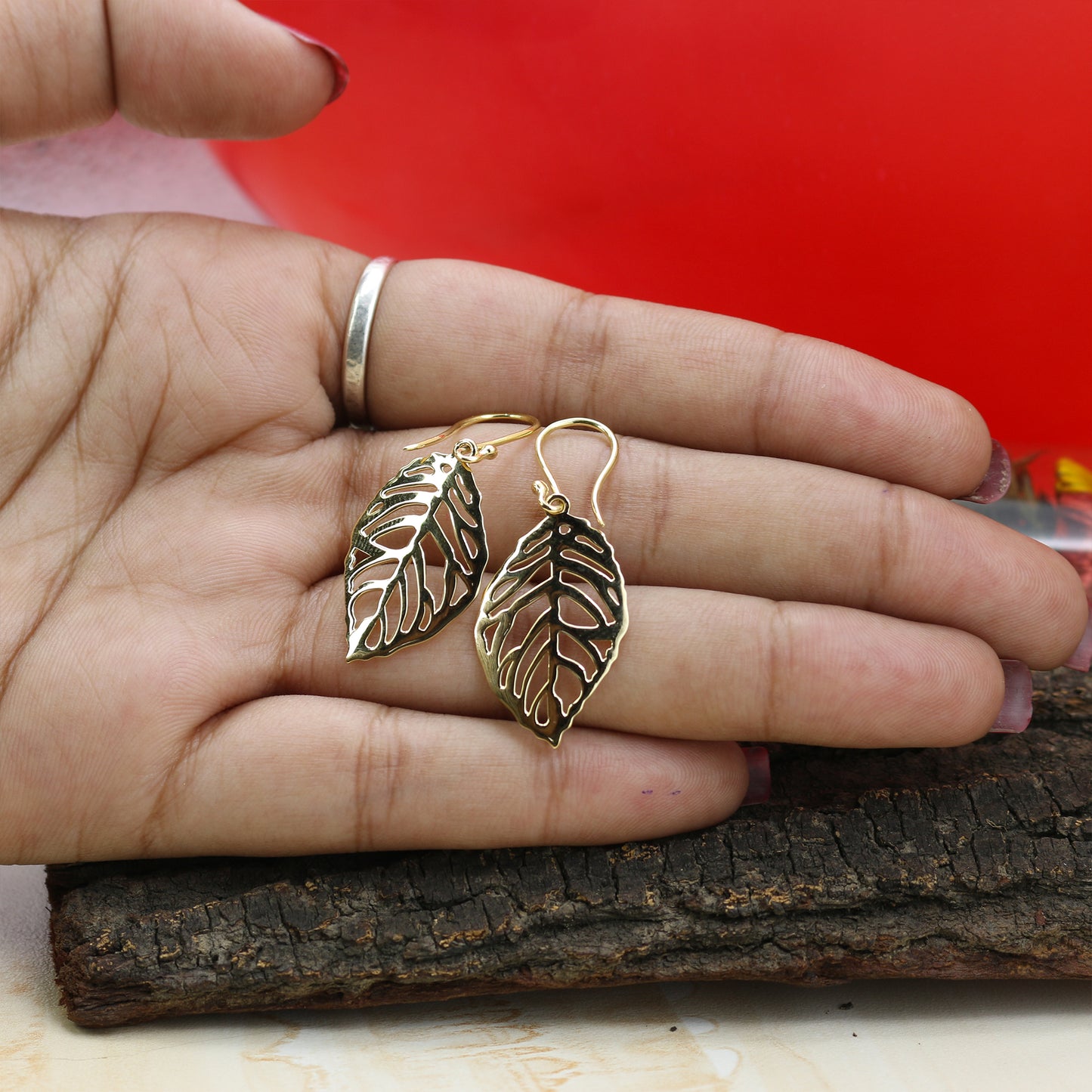 14K Gold Filigree Plume Drop Earrings