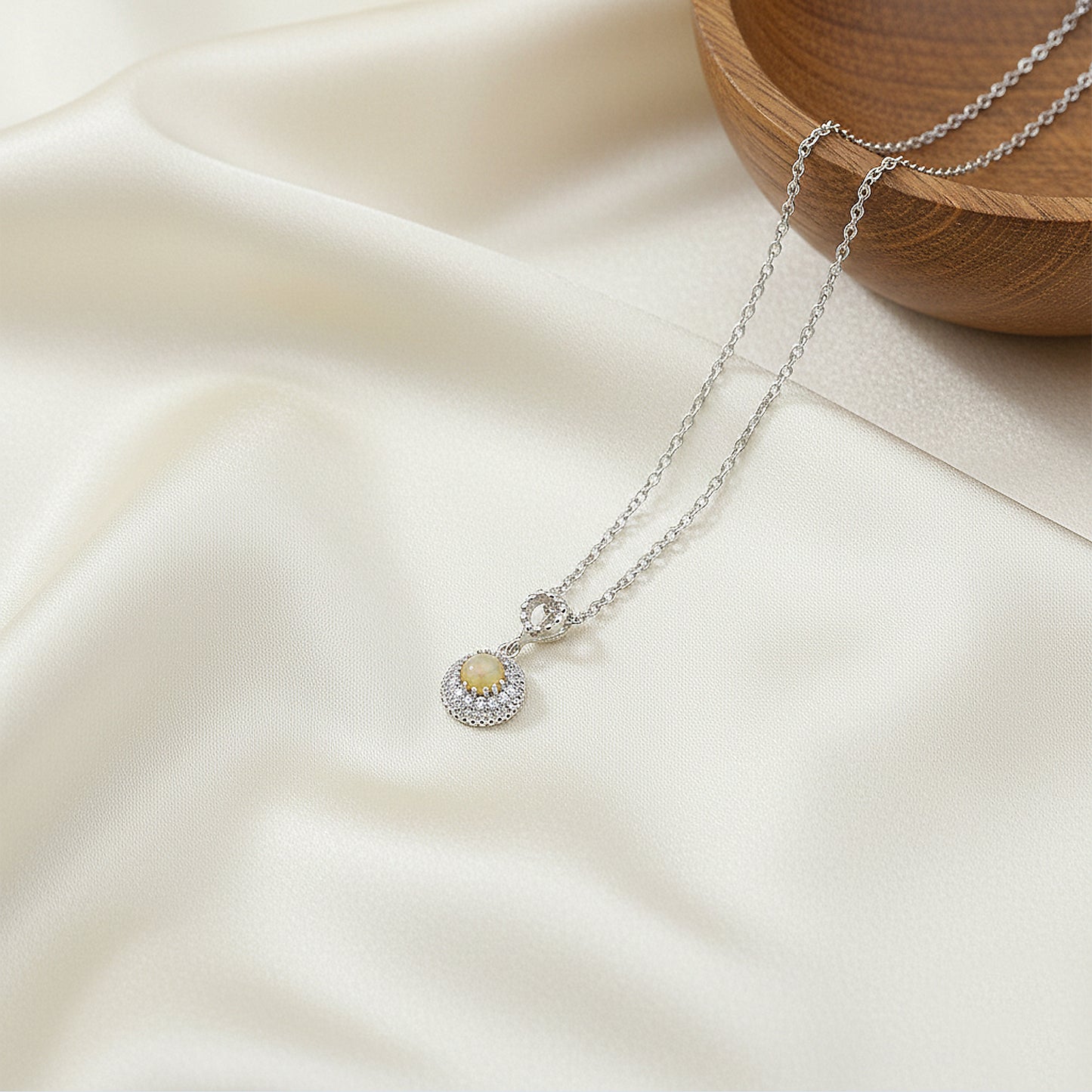 Diamond Opal Halo Gold Pendant for Women – Elegant Designer Necklace Pendant - Anirudh Jewels