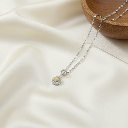 Diamond Opal Halo Gold Pendant for Women – Elegant Designer Necklace Pendant - Anirudh Jewels
