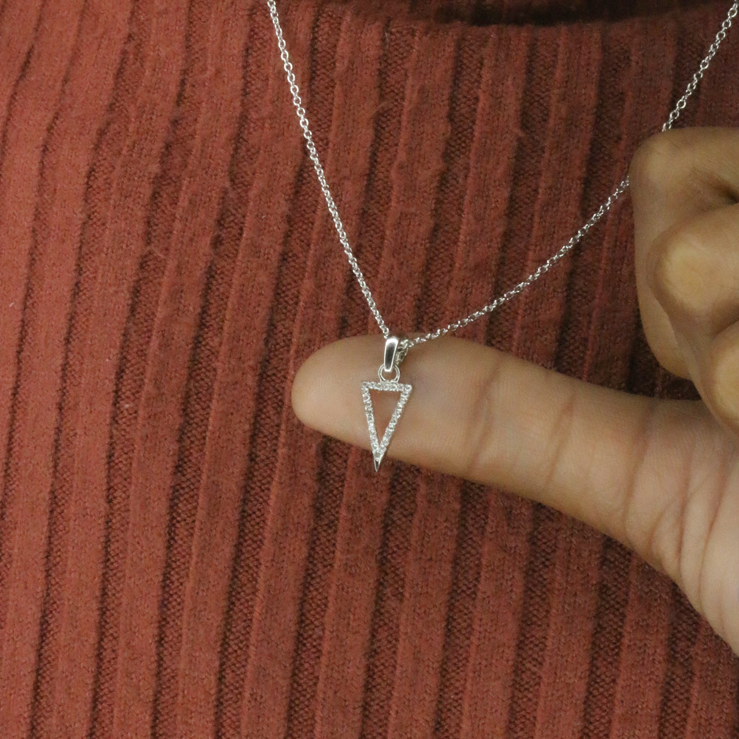 Diamond Triangle Gold Pendant – Natural Diamond Geometric Necklace - Anirudh Jewels