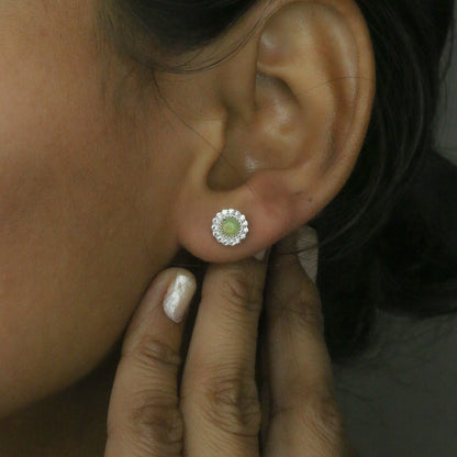 Diamond Opal Halo Stud Earrings for Women – Elegant Gold Designer Earrings - Anirudh Jewels