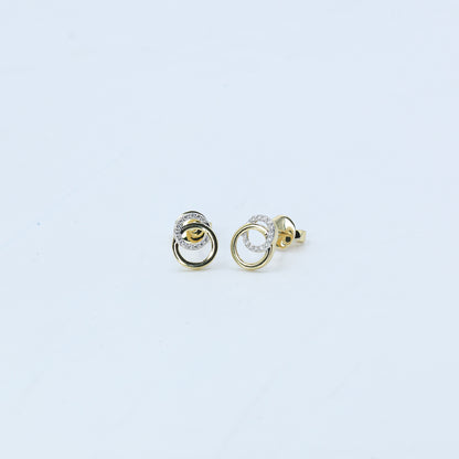 Yellow Gold Pave Diamond Halo Stud Earrings