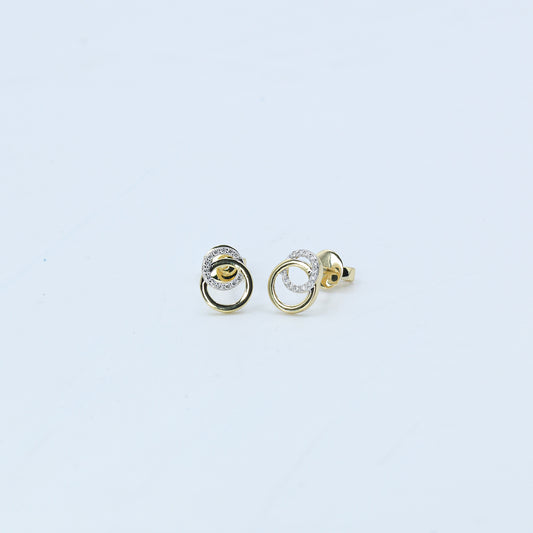 Yellow Gold Pave Diamond Halo Stud Earrings