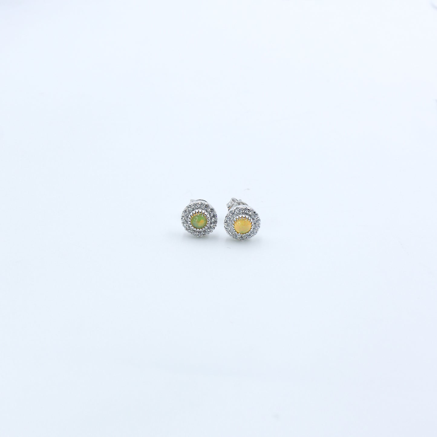 Diamond Opal Halo Stud Earrings for Women – Elegant Gold Designer Earrings - Anirudh Jewels