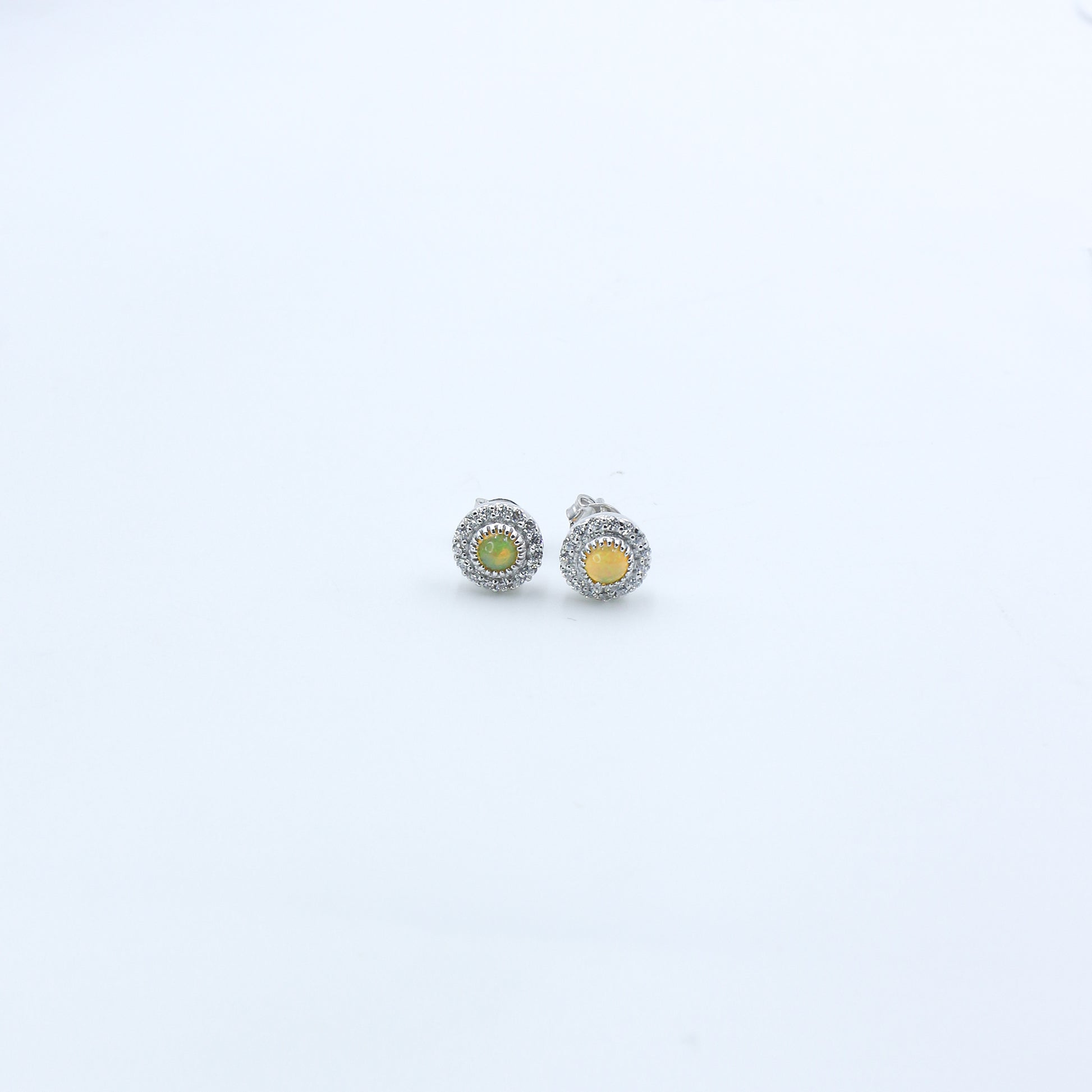 Diamond Opal Halo Stud Earrings for Women – Elegant Gold Designer Earrings - Anirudh Jewels