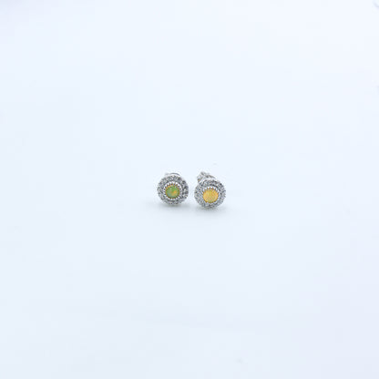 Diamond Opal Halo Stud Earrings for Women – Elegant Gold Designer Earrings - Anirudh Jewels