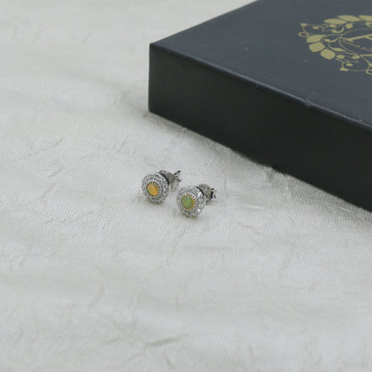 Diamond Opal Halo Stud Earrings for Women – Elegant Gold Designer Earrings - Anirudh Jewels