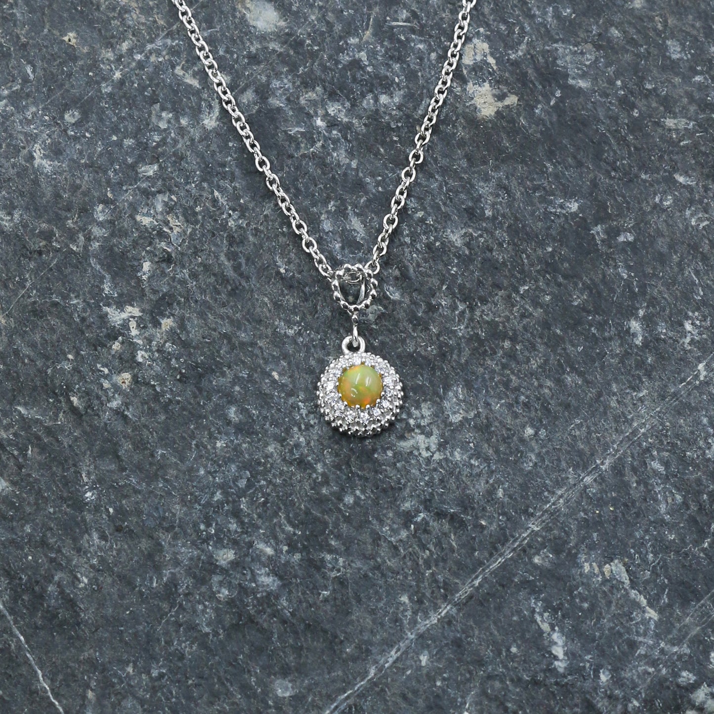 Diamond Opal Halo Gold Pendant for Women – Elegant Designer Necklace Pendant - Anirudh Jewels