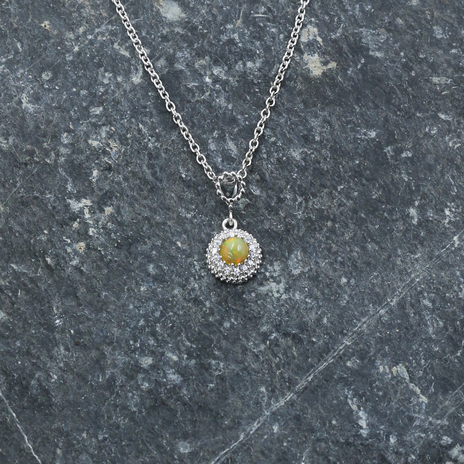 Diamond Opal Halo Gold Pendant for Women – Elegant Designer Necklace Pendant - Anirudh Jewels