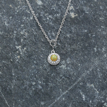 Diamond Opal Halo Gold Pendant for Women – Elegant Designer Necklace Pendant - Anirudh Jewels