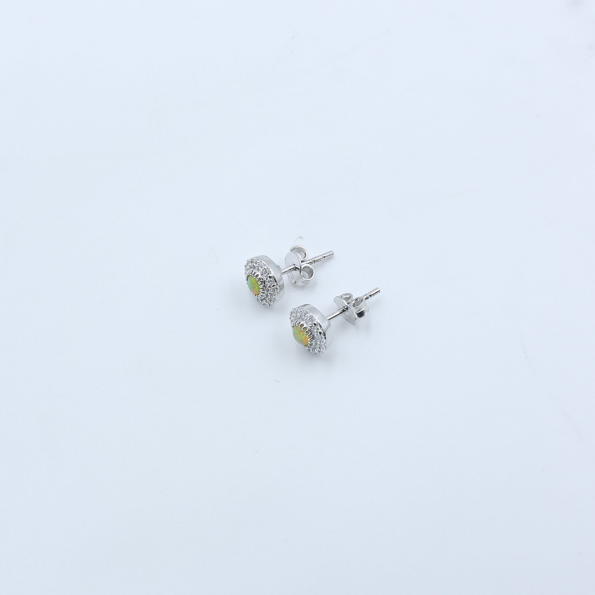 Diamond Opal Halo Stud Earrings for Women – Elegant Gold Designer Earrings - Anirudh Jewels