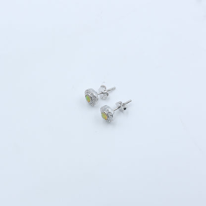 Diamond Opal Halo Stud Earrings for Women – Elegant Gold Designer Earrings - Anirudh Jewels