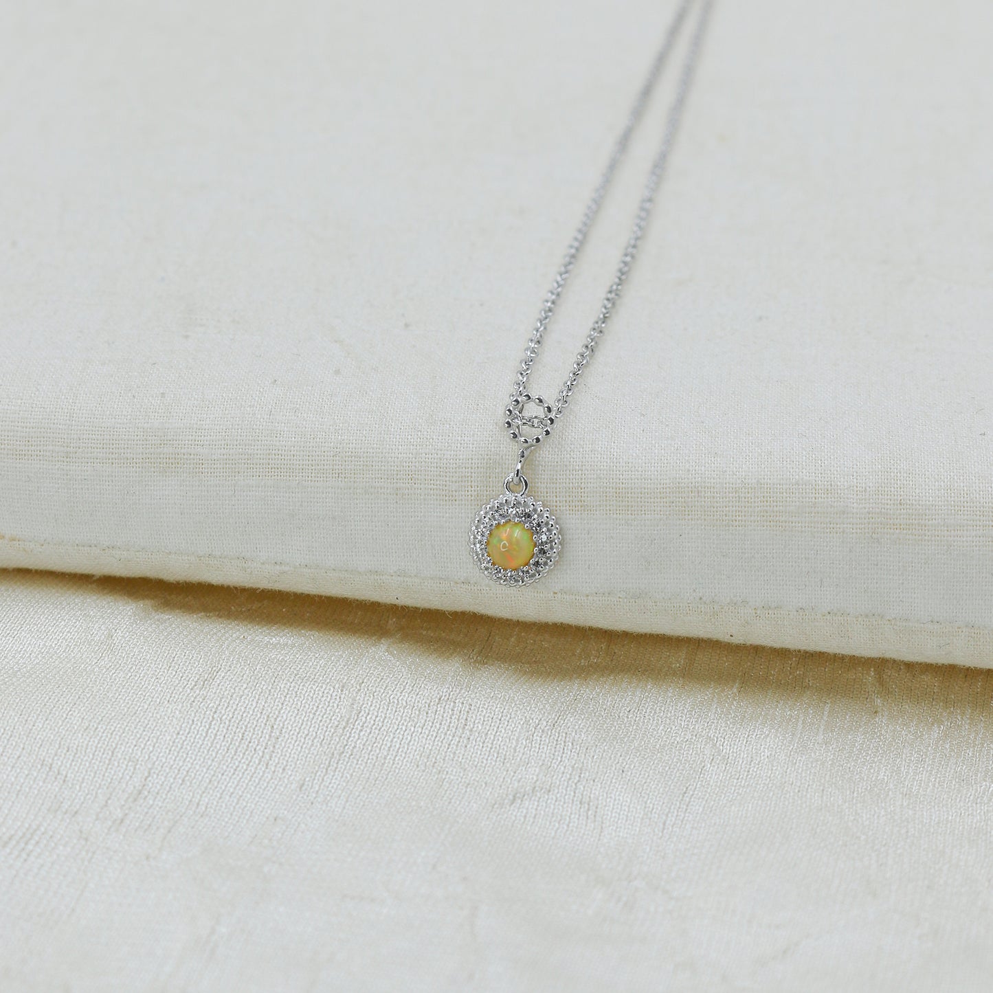 Diamond Opal Halo Gold Pendant for Women – Elegant Designer Necklace Pendant - Anirudh Jewels