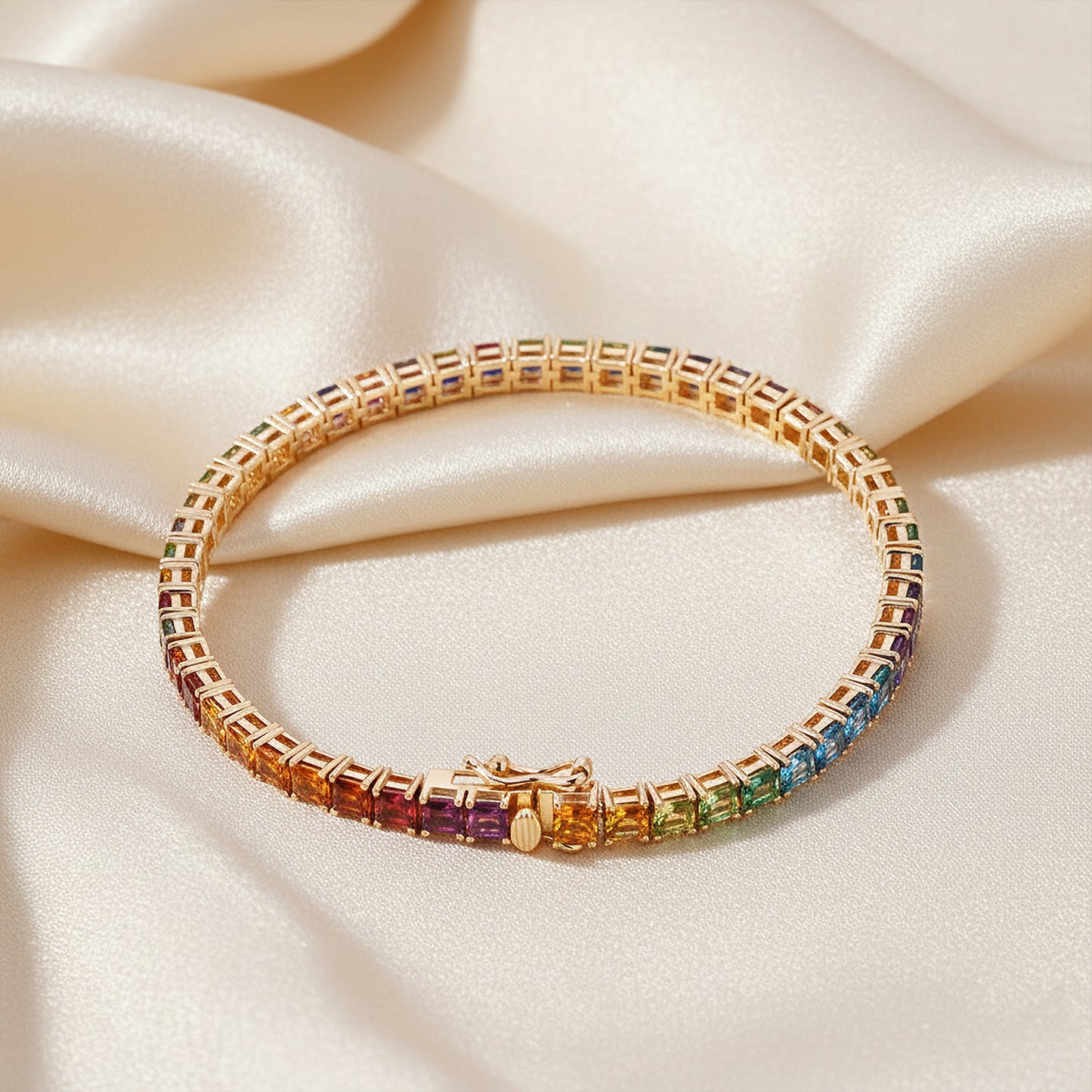 Rainbow Sapphire Luxury Tennis Bracelet