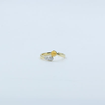 Yellow Gold Opal and Diamond Bypass Ring