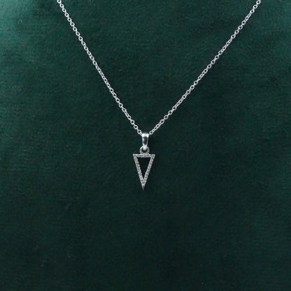 Diamond Triangle Gold Pendant – Natural Diamond Geometric Necklace - Anirudh Jewels